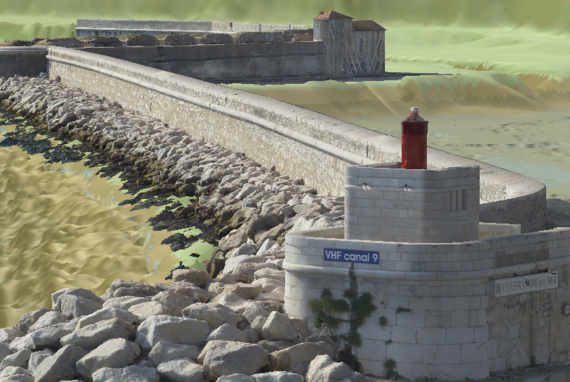 Modélisation 3D de la digue du port de Villefranche. - Image en taille réelle, .PNG 1,20Mo fenêtre modale