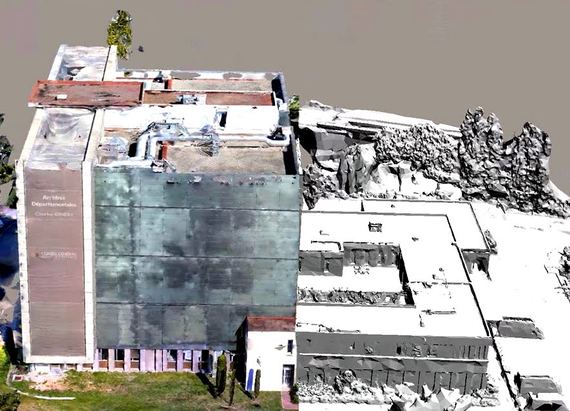 Modélisation 3D du bâtiment Ginesy, accueillant les archives départementales - Image en taille réelle, .JPG 122Ko (fenêtre modale)